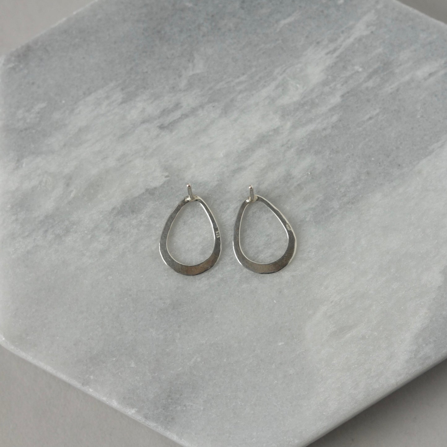 Sterling Silver Hammered Teardrop Stud Earrings