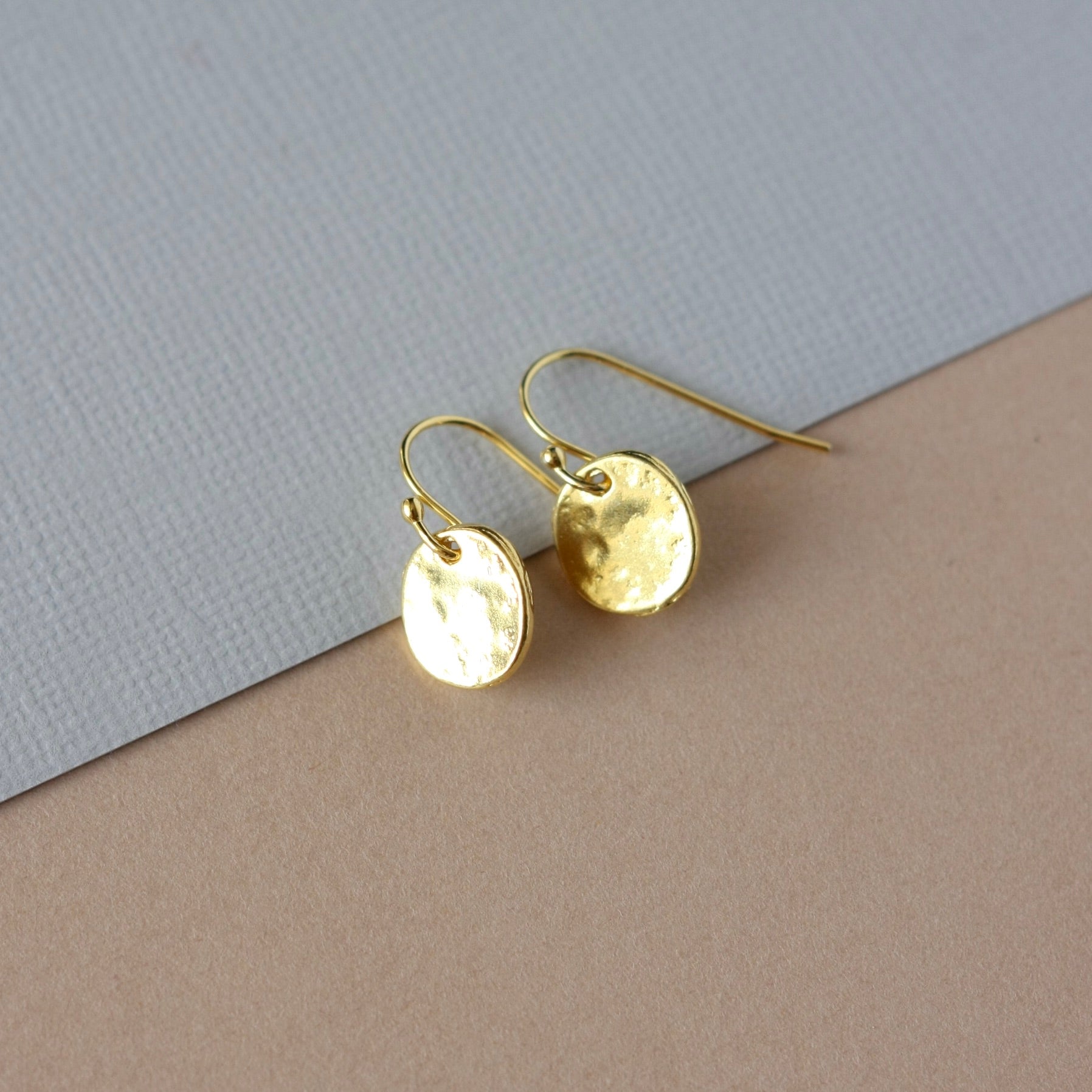 Minimalist Shiny Gold Disc Dangle Earrings