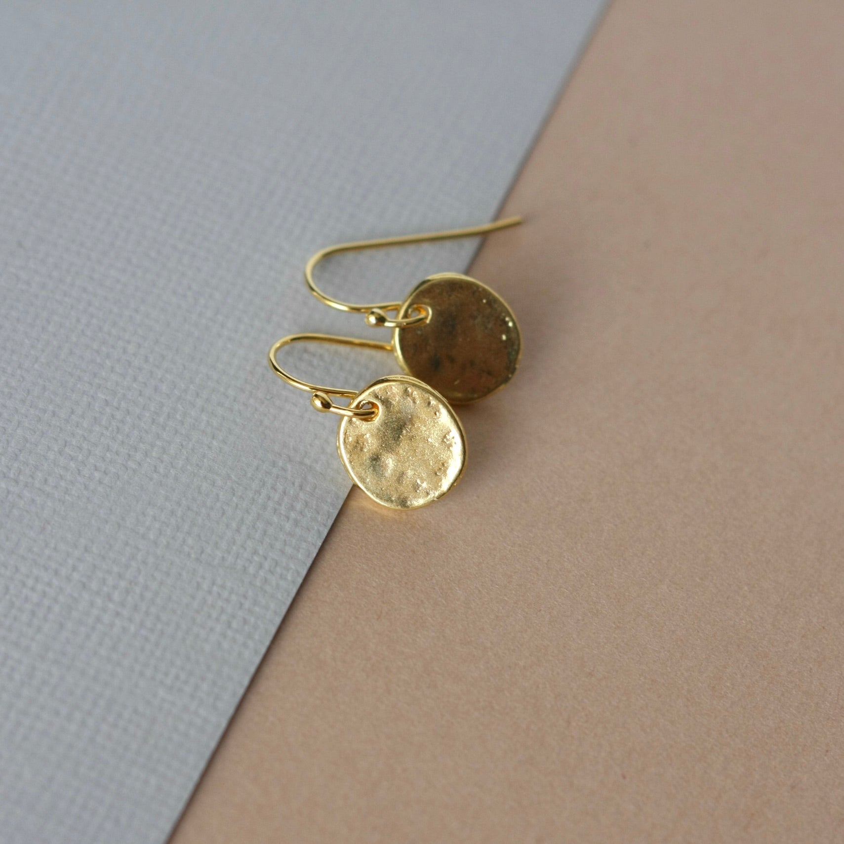 Minimalist Shiny Gold Disc Dangle Earrings