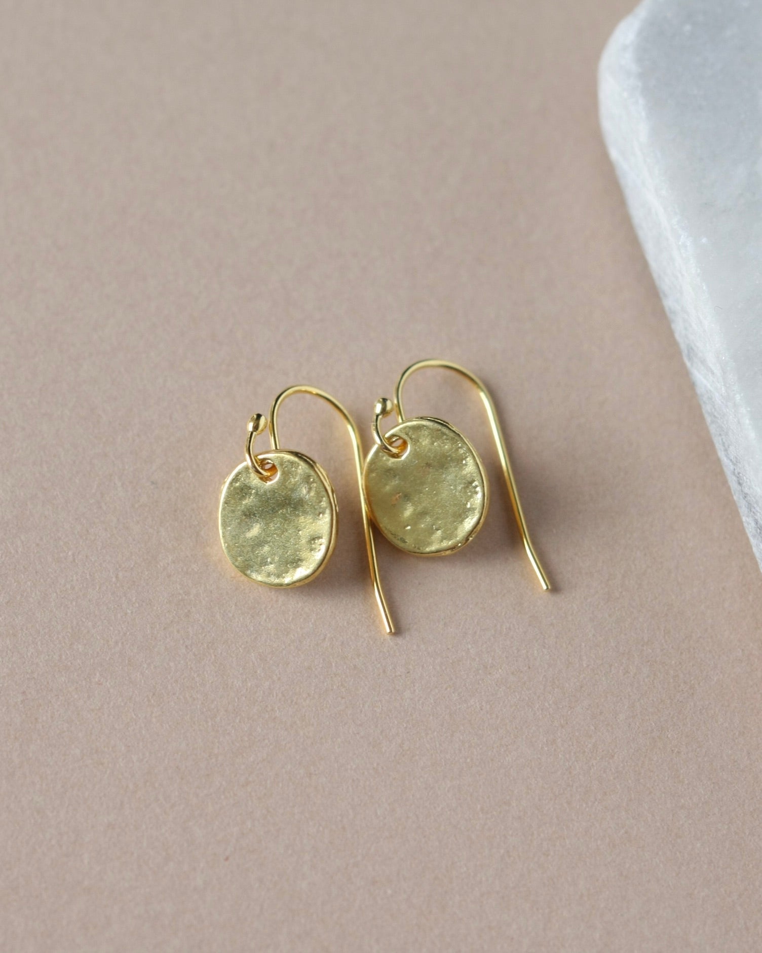 Minimalist Shiny Gold Disc Dangle Earrings