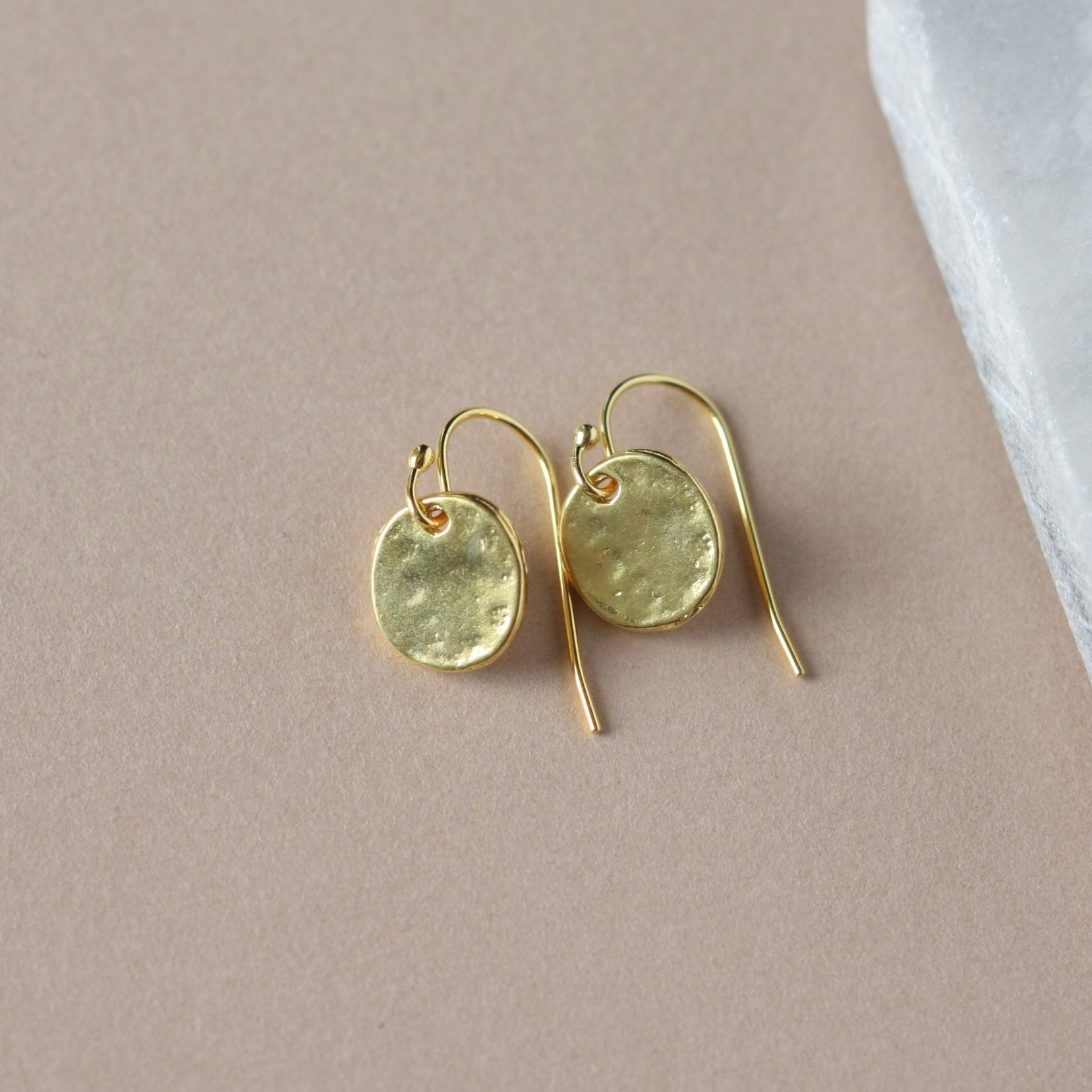 Minimalist Shiny Gold Disc Dangle Earrings