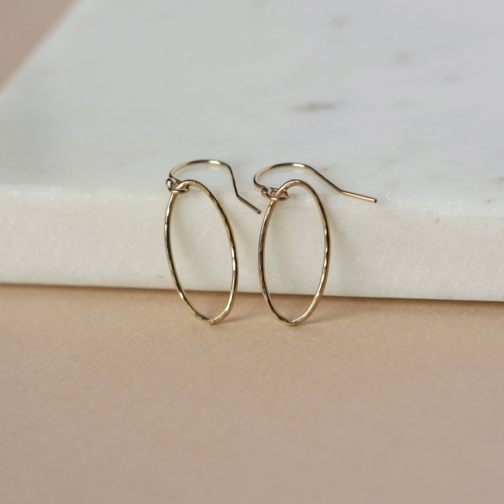 Minimalist Hammered Gold Geometric Earrings