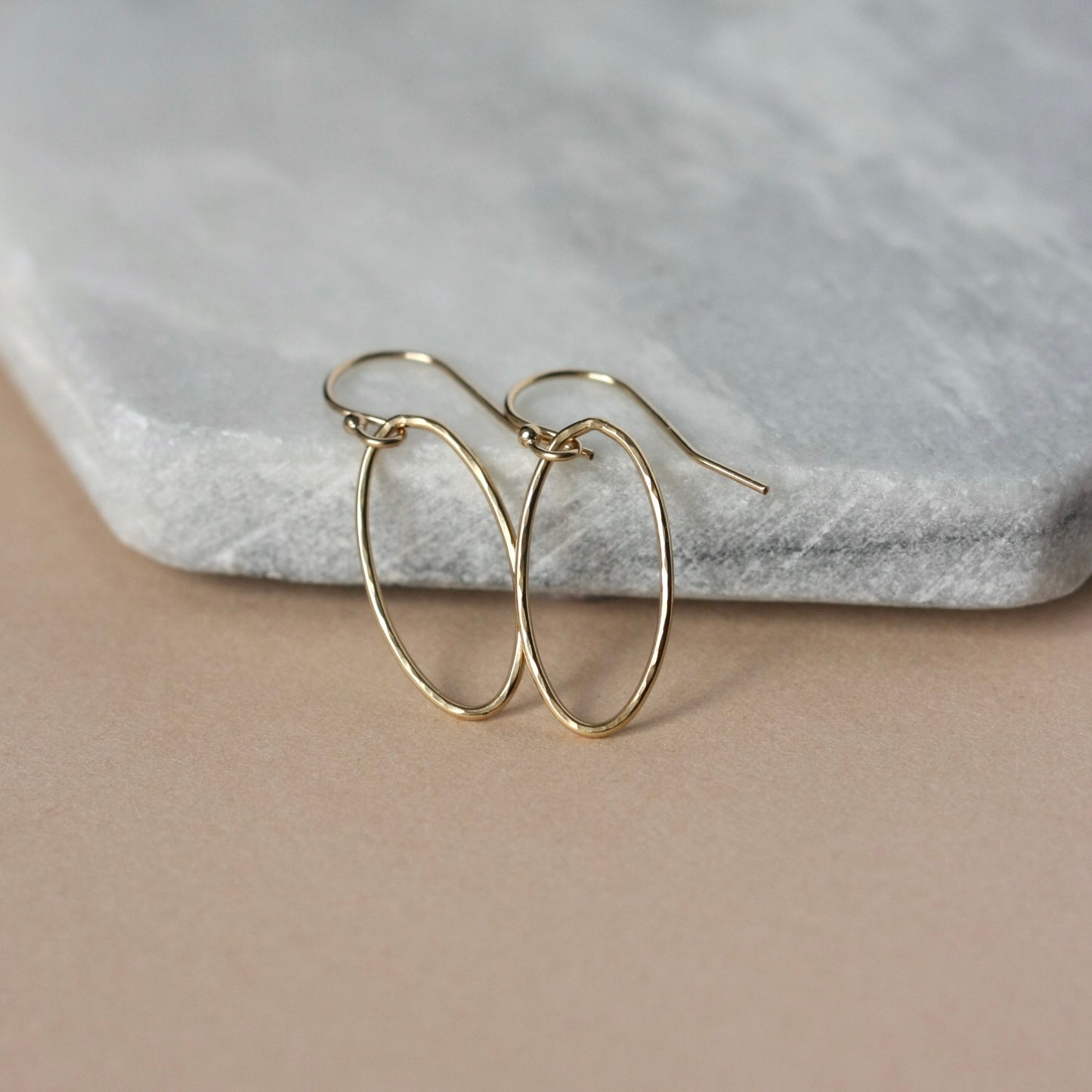 Minimalist Hammered Gold Geometric Earrings