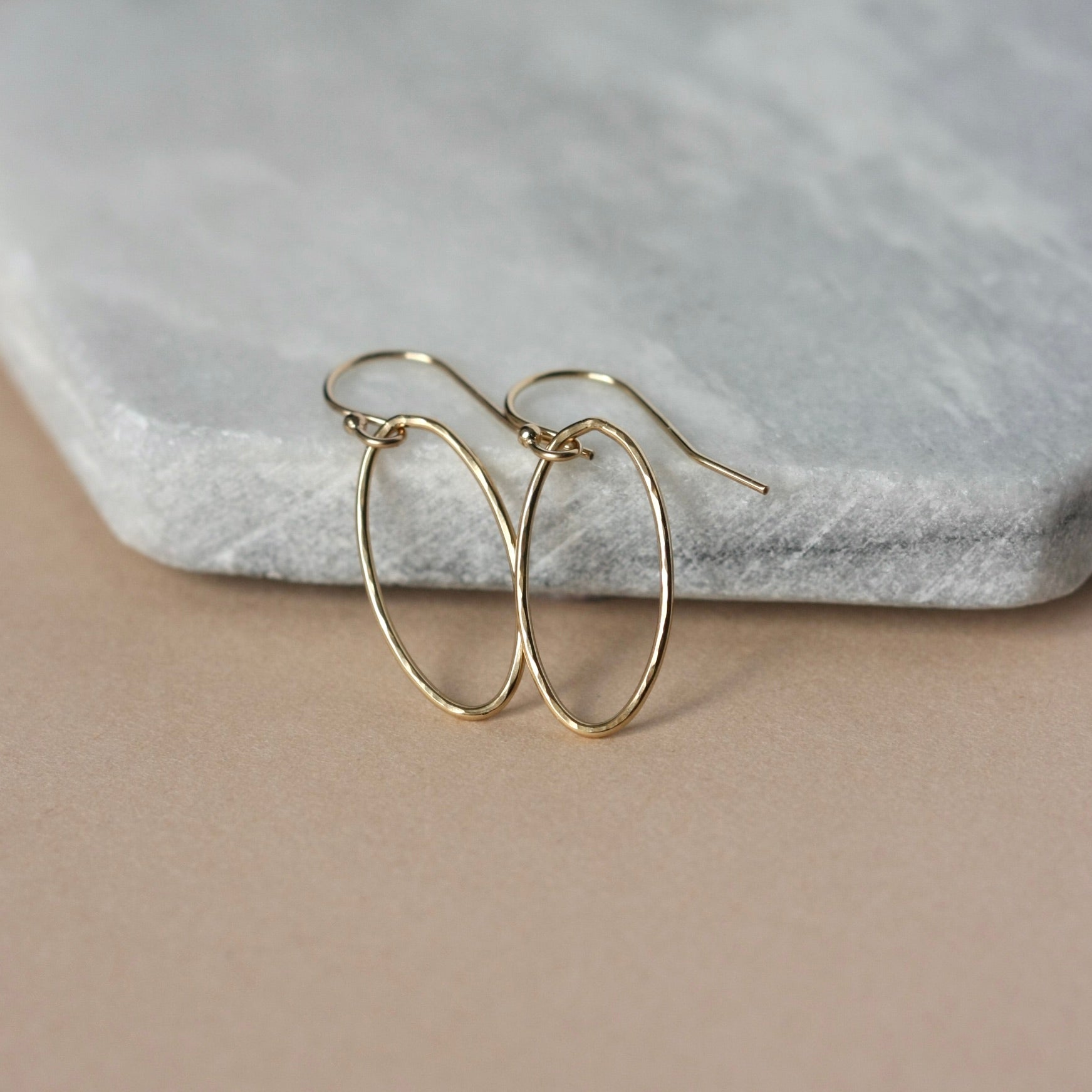 Minimalist Hammered Gold Geometric Earrings