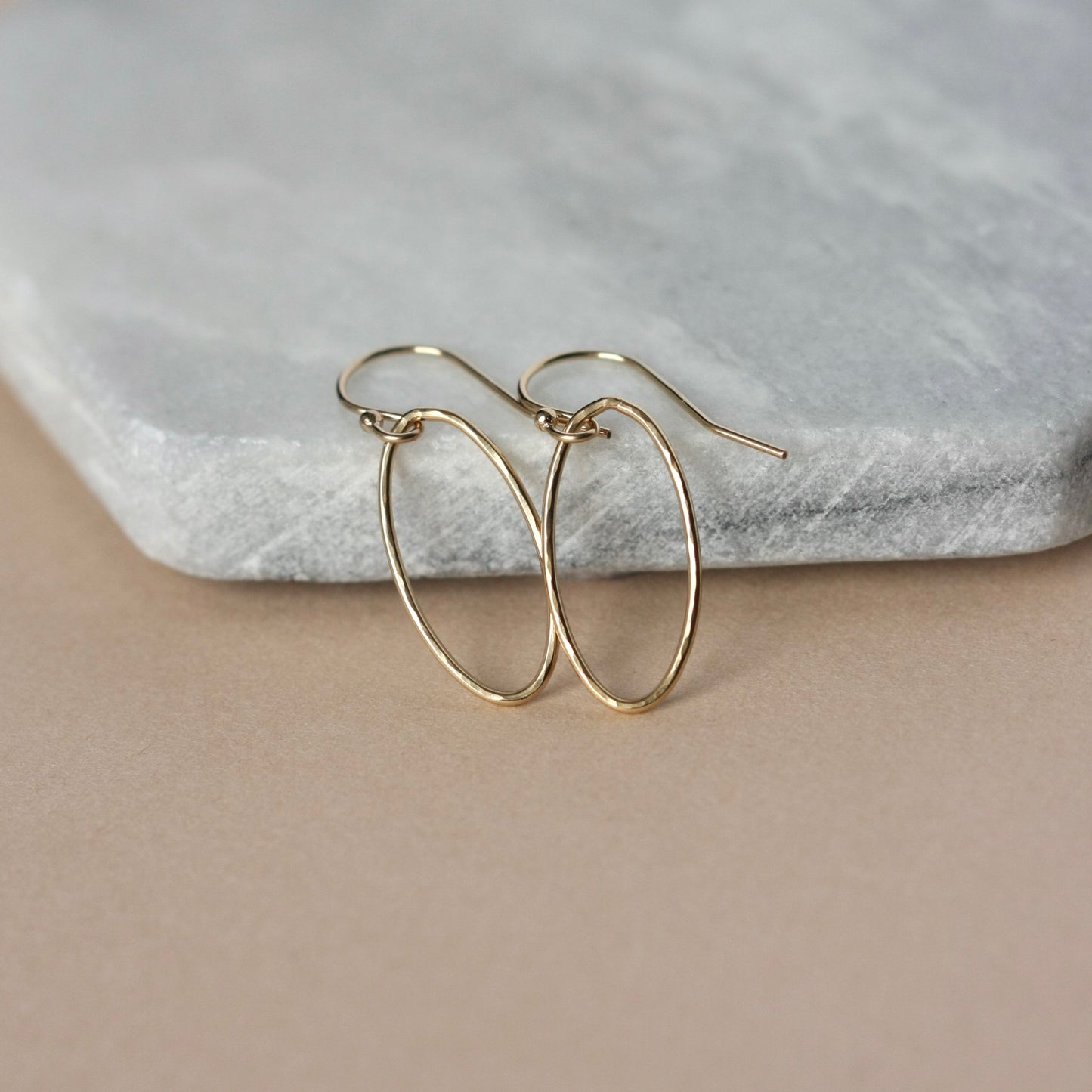 Minimalist Hammered Gold Geometric Earrings