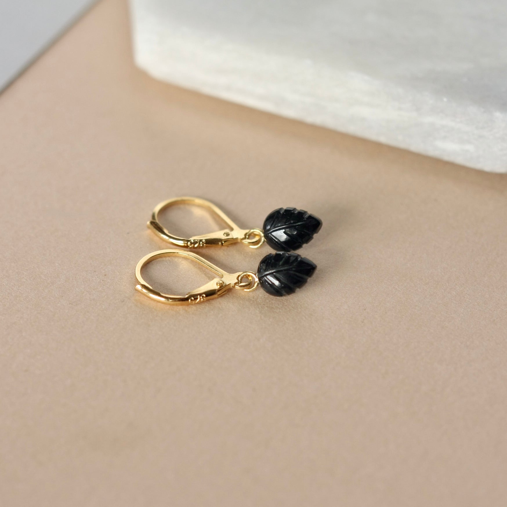 dainty-gold-gemstone-leaf-leverback-earrings