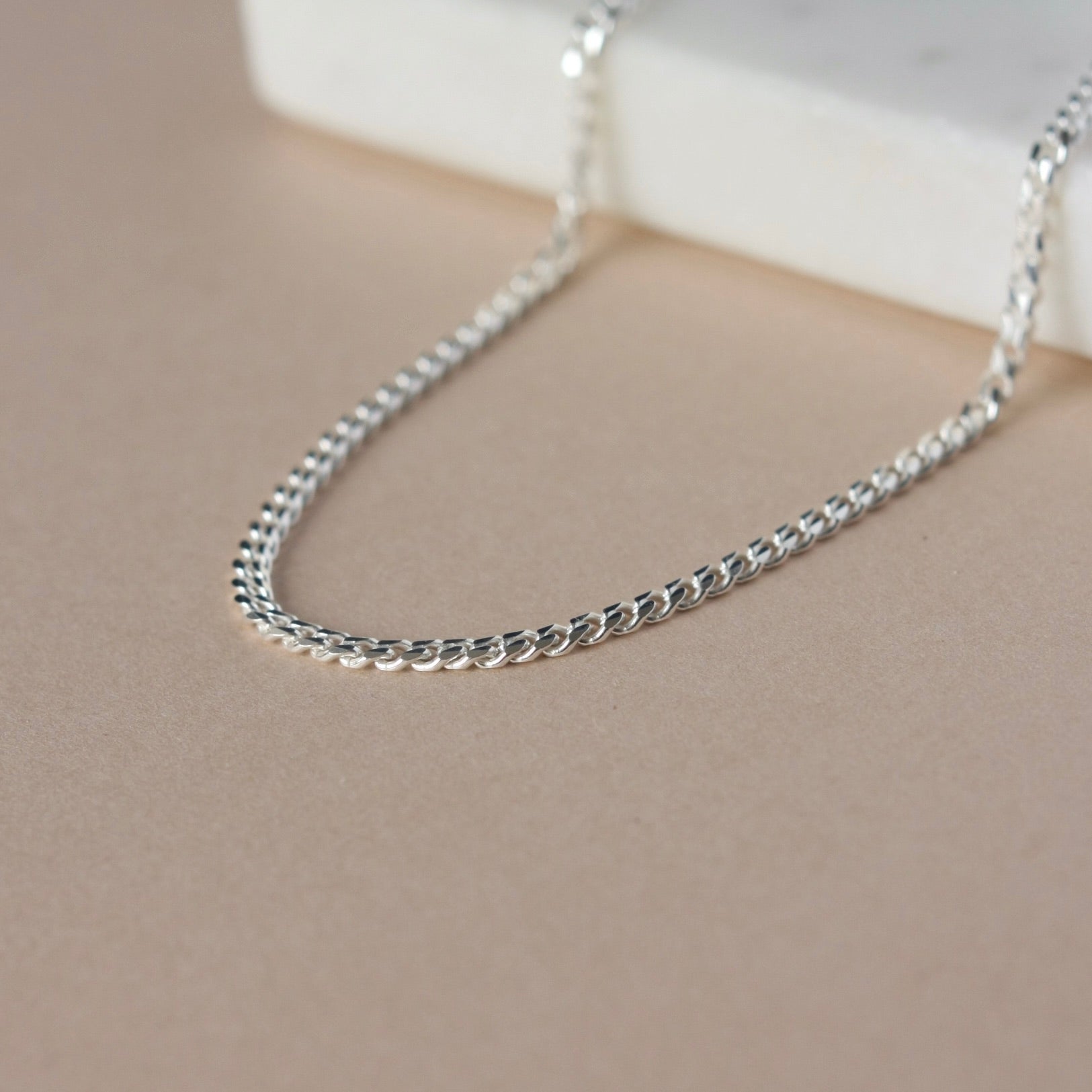 Chunky Sterling Silver Curb Chain Necklace