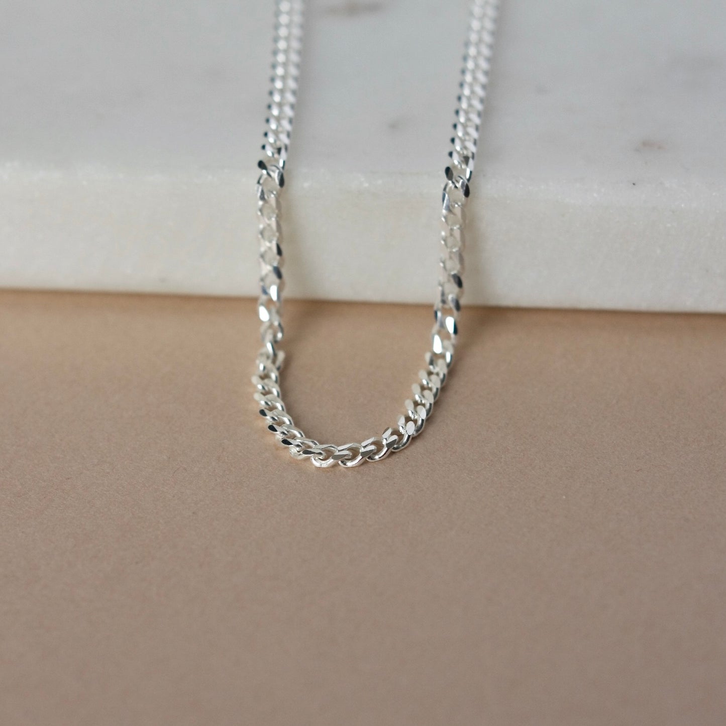 Chunky Sterling Silver Curb Chain Necklace