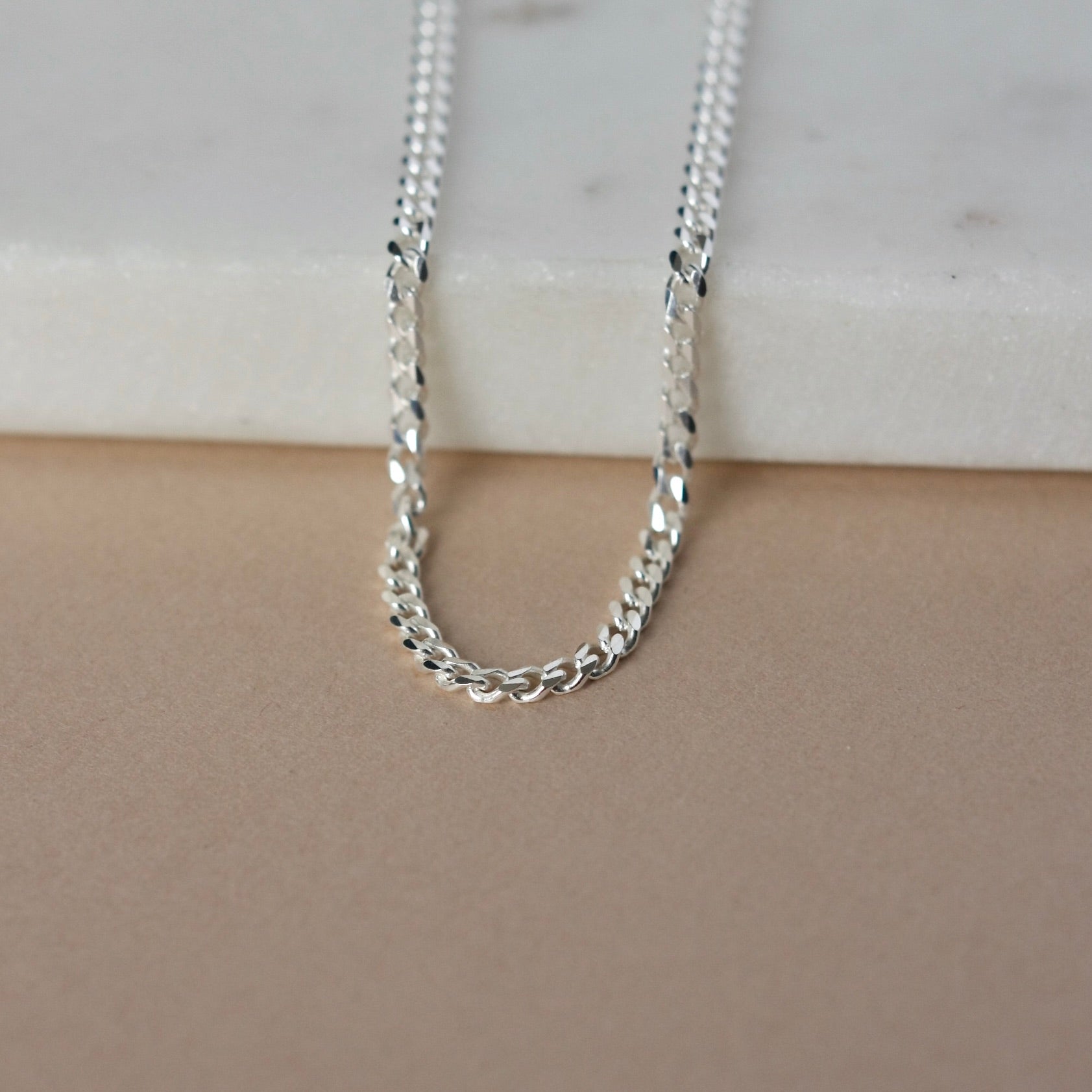 Chunky Sterling Silver Curb Chain Necklace