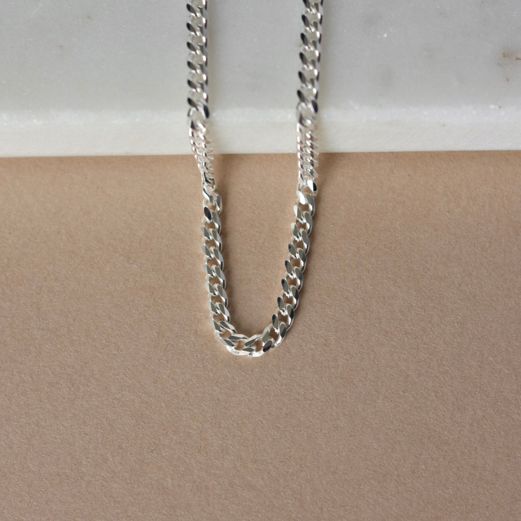 Chunky Sterling Silver Curb Chain Necklace