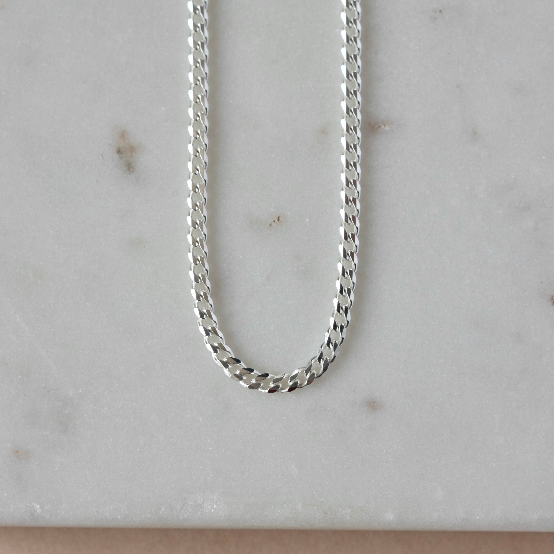 Men's Flat Curb Necklace | Fast Delivery Crafted by Silvery