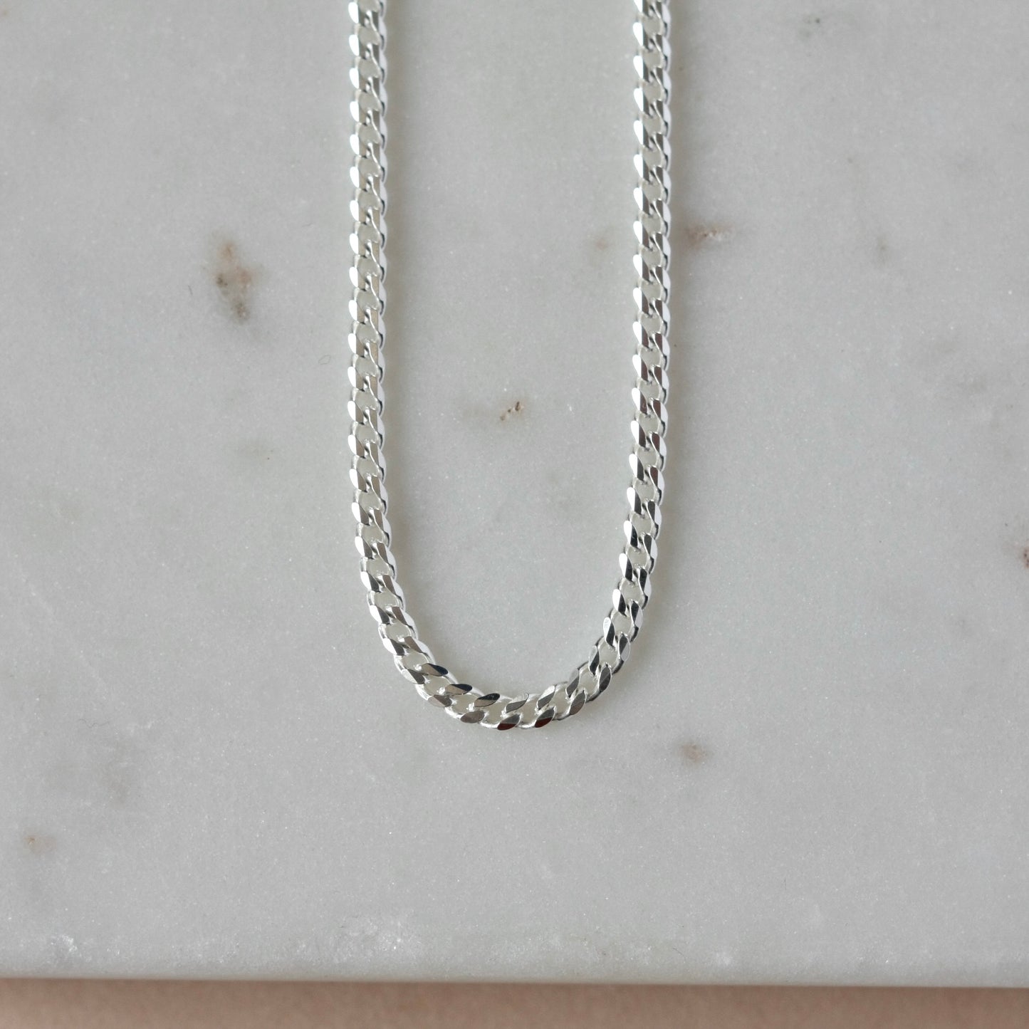Chunky Sterling Silver Curb Chain Necklace