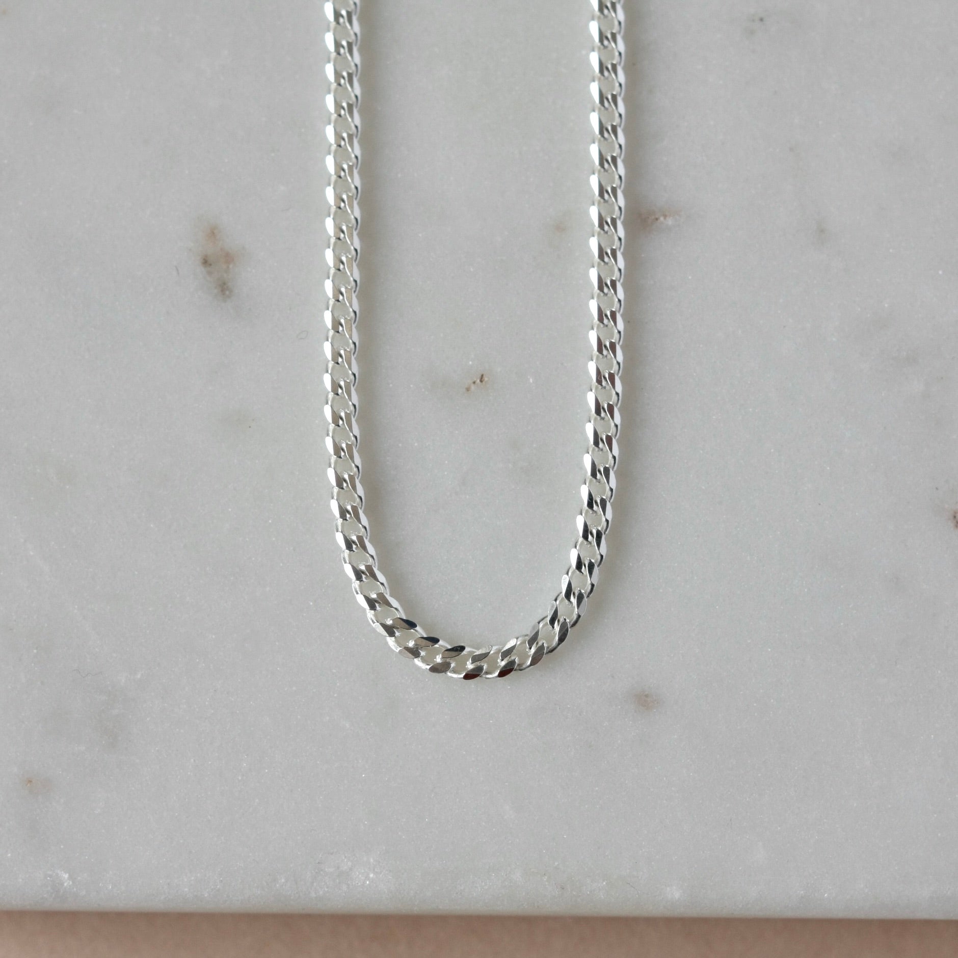 Chunky Sterling Silver Curb Chain Necklace