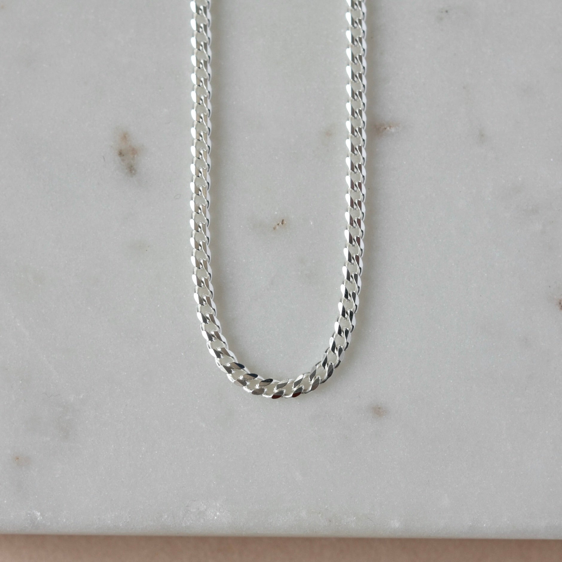 Chunky Sterling Silver Curb Chain Necklace