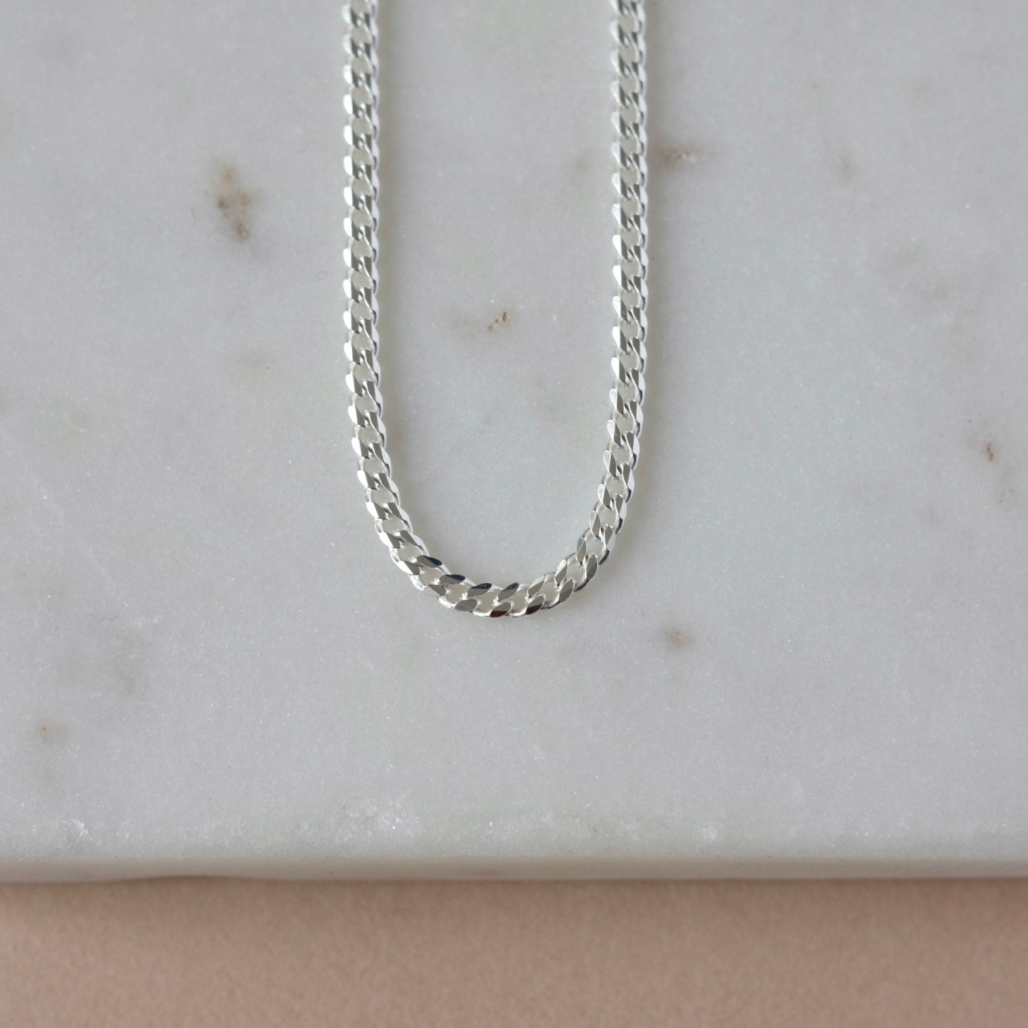 Chunky Sterling Silver Curb Chain Necklace