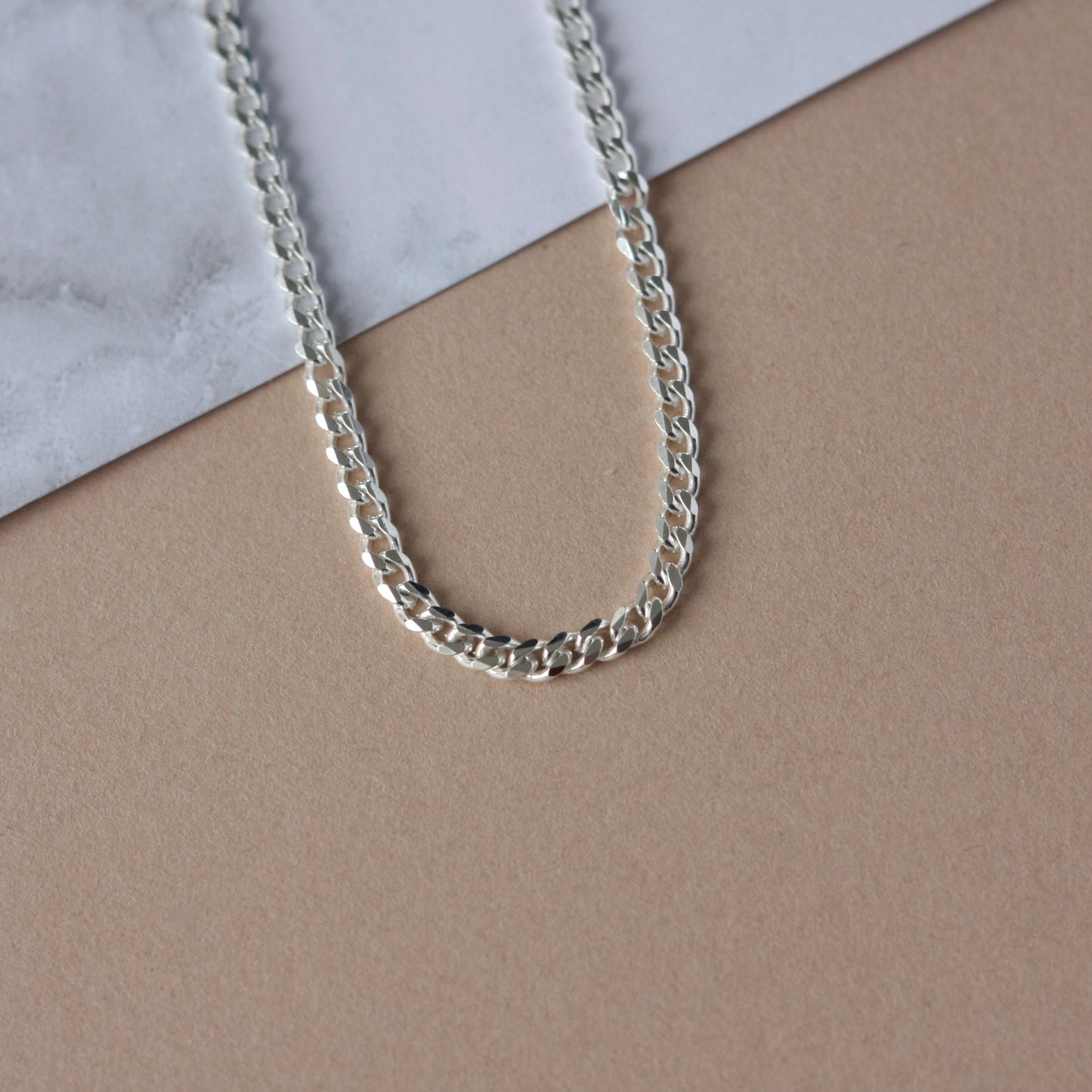 Chunky Sterling Silver Curb Chain Necklace