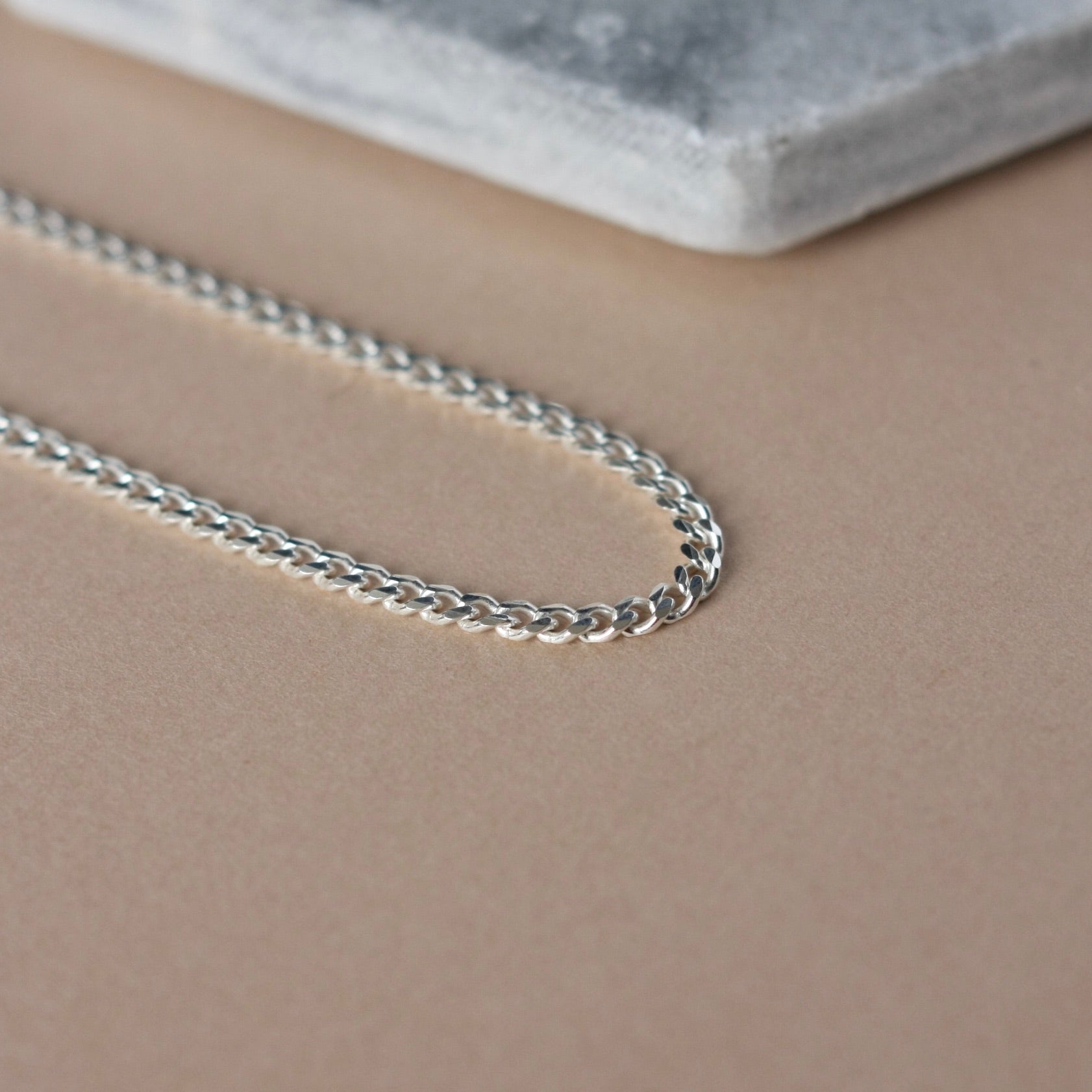 Chunky Sterling Silver Curb Chain Necklace