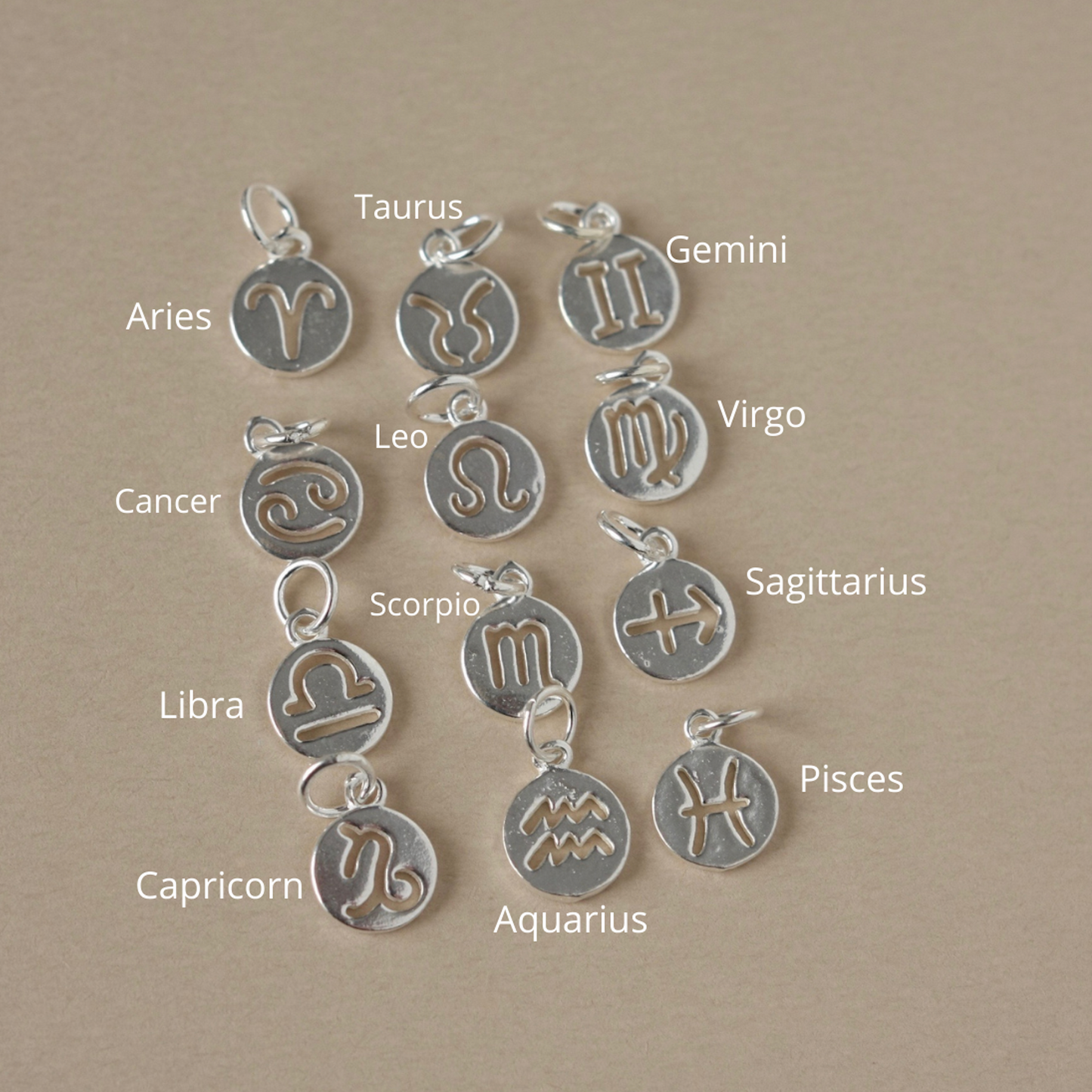 Sterling Silver Round Zodiac Charm Layering Necklace