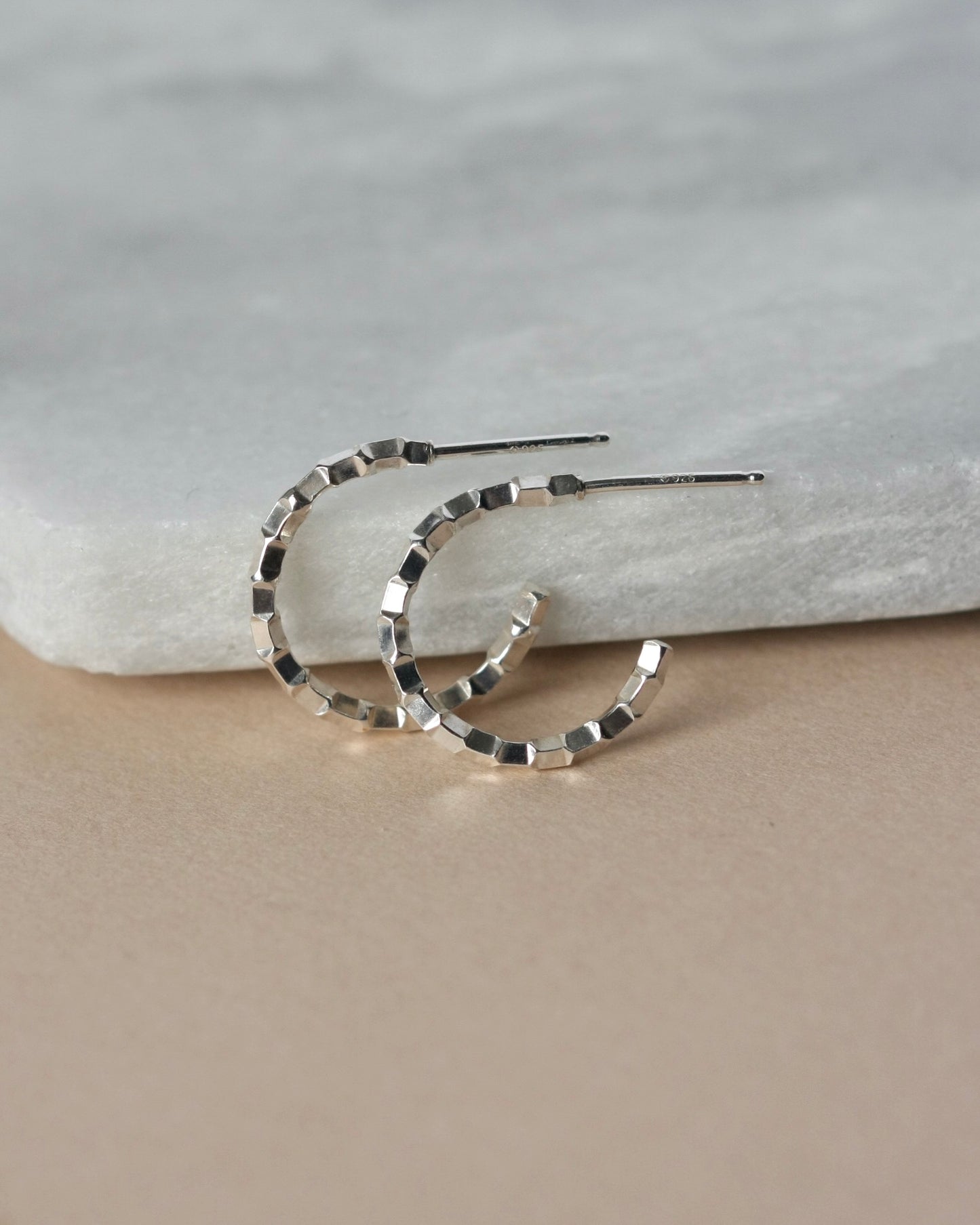 Small Textured Sterling Silver Hoop Earrings